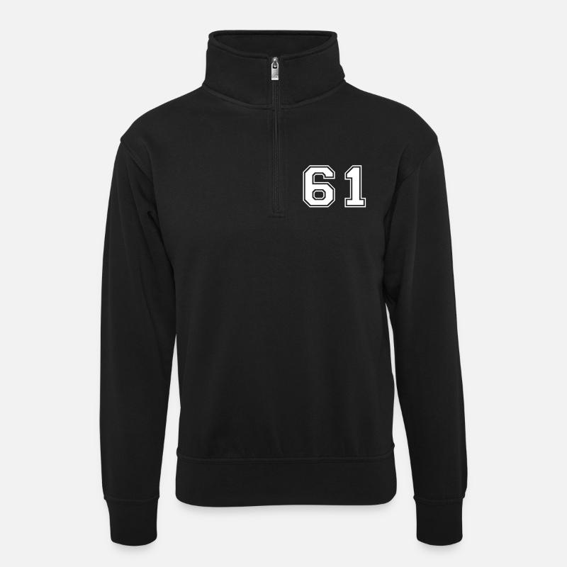 61 - Unisex Pullover mit Zip-Kragen - Schwarz