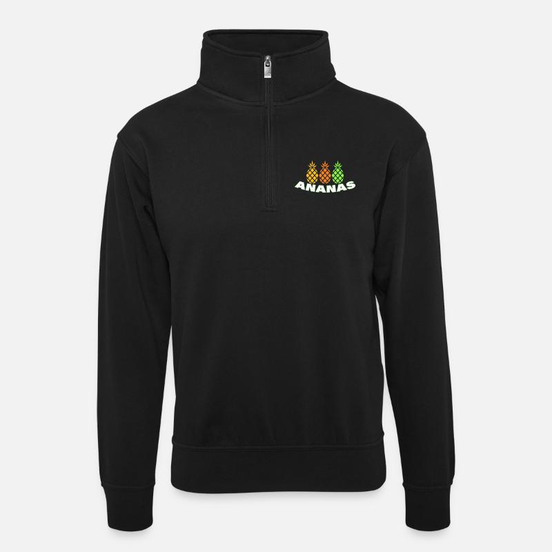 ANANAS - Unisex Pullover mit Zip-Kragen - Schwarz