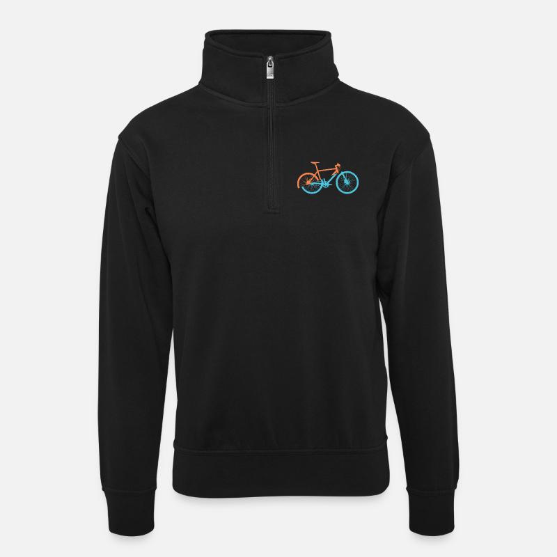 Dynamisches Fahrrad Design - Unisex Pullover mit Zip-Kragen - Schwarz