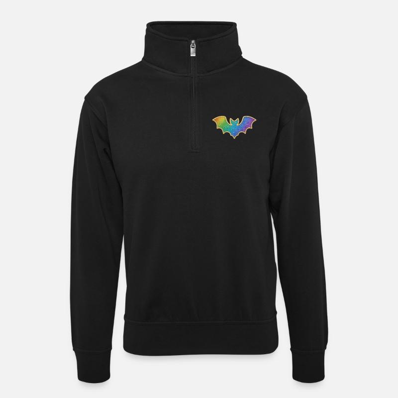 Rainbow Bat Glitter - Unisex sweater with zip collar - black