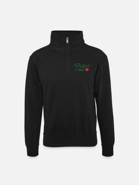 Dalarö in my heart - Unisex sweater with zip collar - black