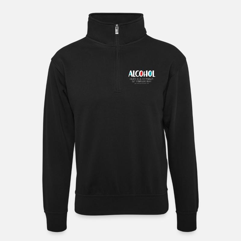 Alkohol (dunkel) - Unisex Pullover mit Zip-Kragen - Schwarz