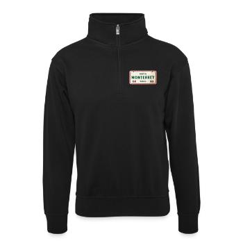 Monterrey Mexiko Vintage Schild Design - Unisex Pullover mit Zip-Kragen - Schwarz - Vorne