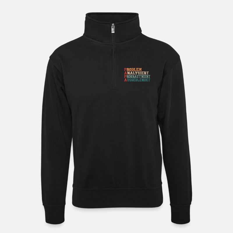 Papa - lustiger Spruch - Unisex Pullover mit Zip-Kragen - Schwarz