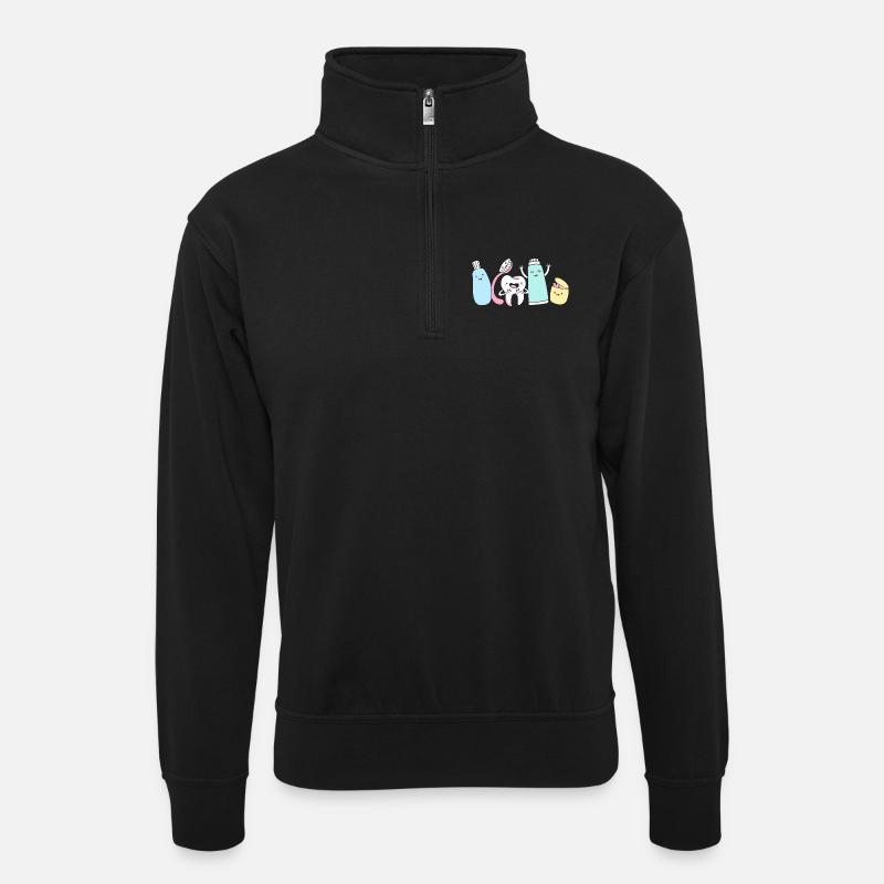 Rezeptionist Zahnarzt - Unisex Pullover mit Zip-Kragen - Schwarz