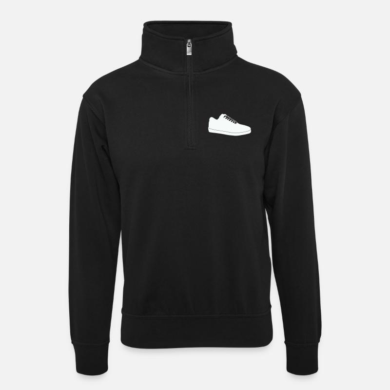 Shoe Silhouette Line Art - Unisex sweater with zip collar - black