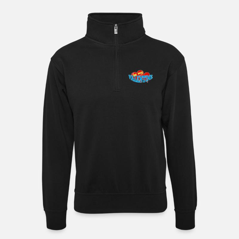 VALENTINE - Unisex Pullover mit Zip-Kragen - Schwarz