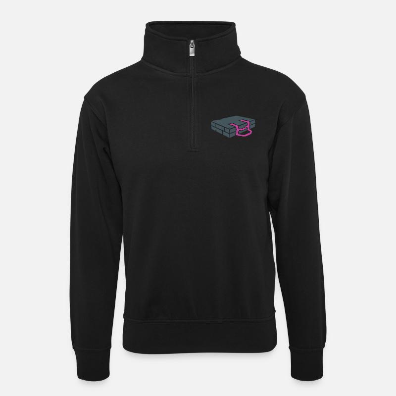 Bouldering Mat Crash Pad Climbing - Unisex sweater with zip collar - black