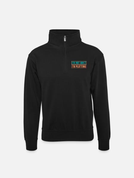 Anxiety Anxious Scaredy Introvert - Unisex sweater with zip collar - black