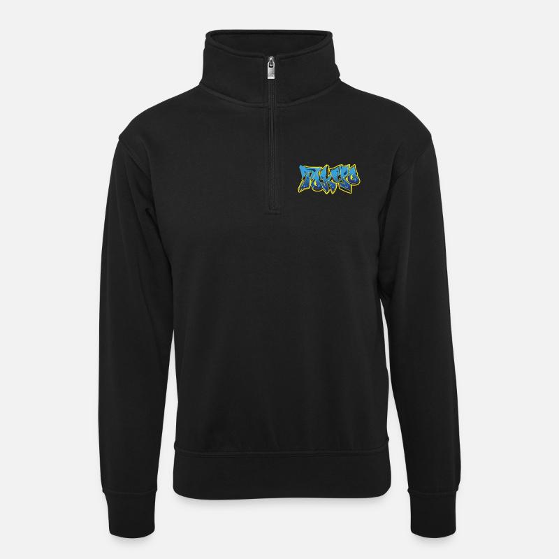 Cool Graffiti Tokyo Blue - Sweat col montant zippé unisexe - noir