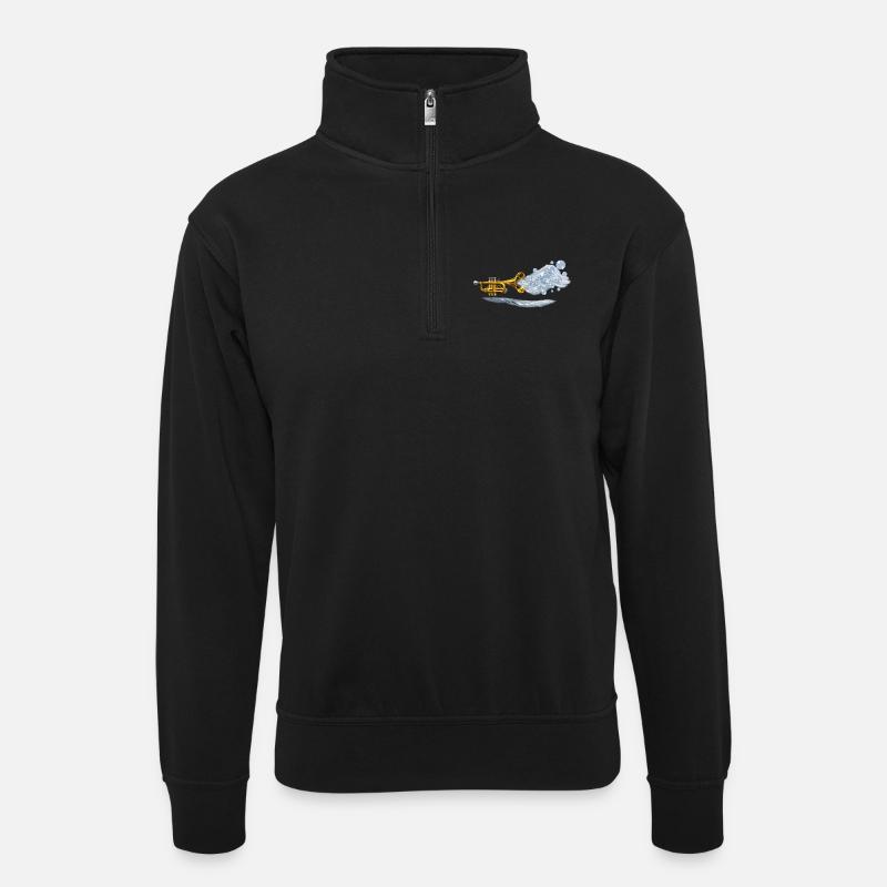 Aqua Brass Burst - Unisex Pullover mit Zip-Kragen - Schwarz