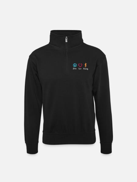 Peace Love Fencing - Unisex sweater with zip collar - black