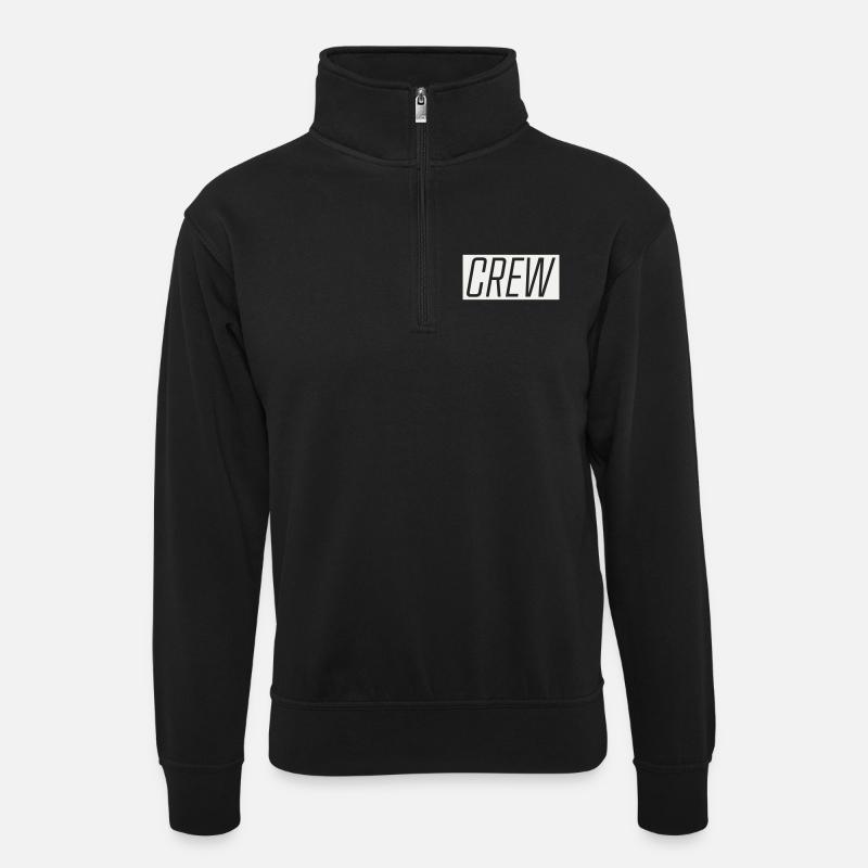 Crew  - Unisex Pullover mit Zip-Kragen - Schwarz
