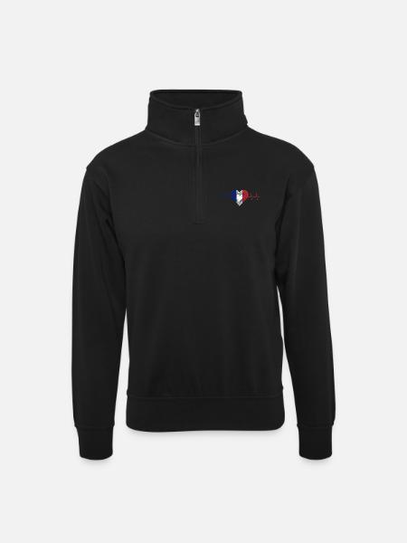 France France Football - Soccer - Unisex sweater with zip collar - black