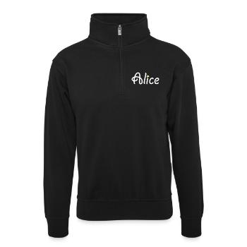 Alice - Unisex Pullover mit Zip-Kragen - Schwarz - Vorne