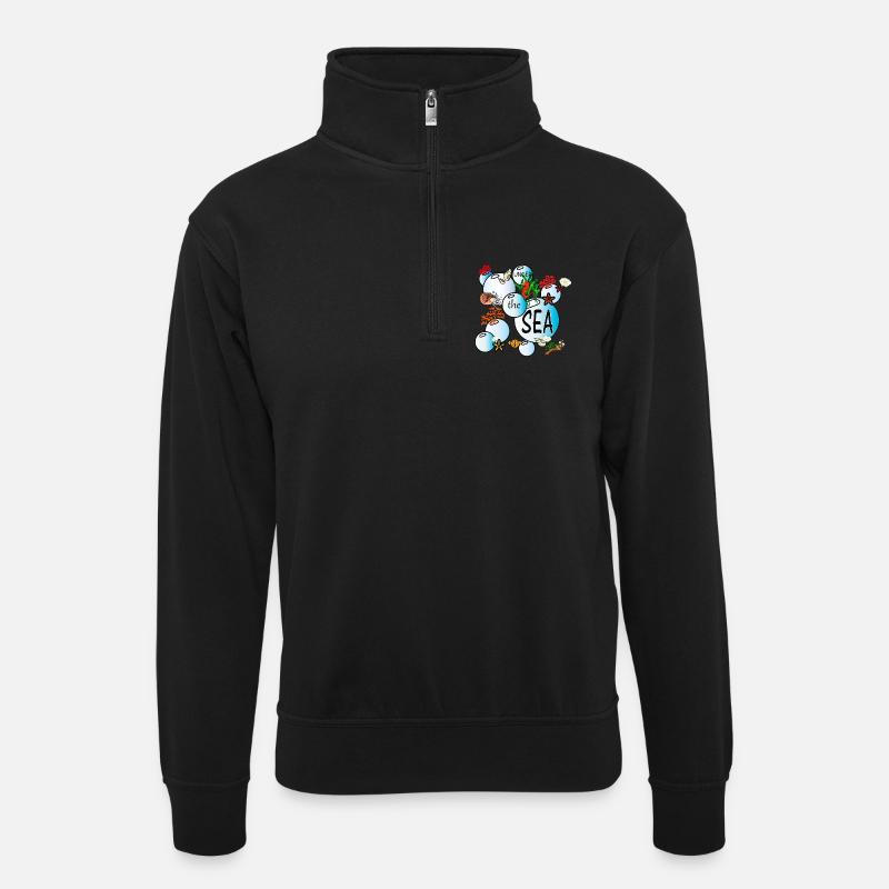 Under the sea - Unisex Pullover mit Zip-Kragen - Schwarz