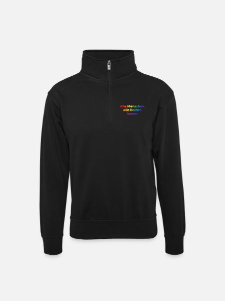 All People All Rights Always Statement - Unisex sweater with zip collar - black