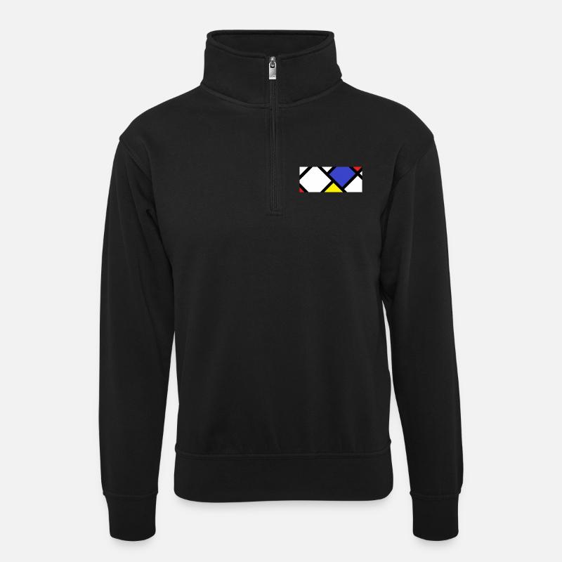 Contre-composition selon « De Stijl » - Sweat col montant zippé unisexe - noir