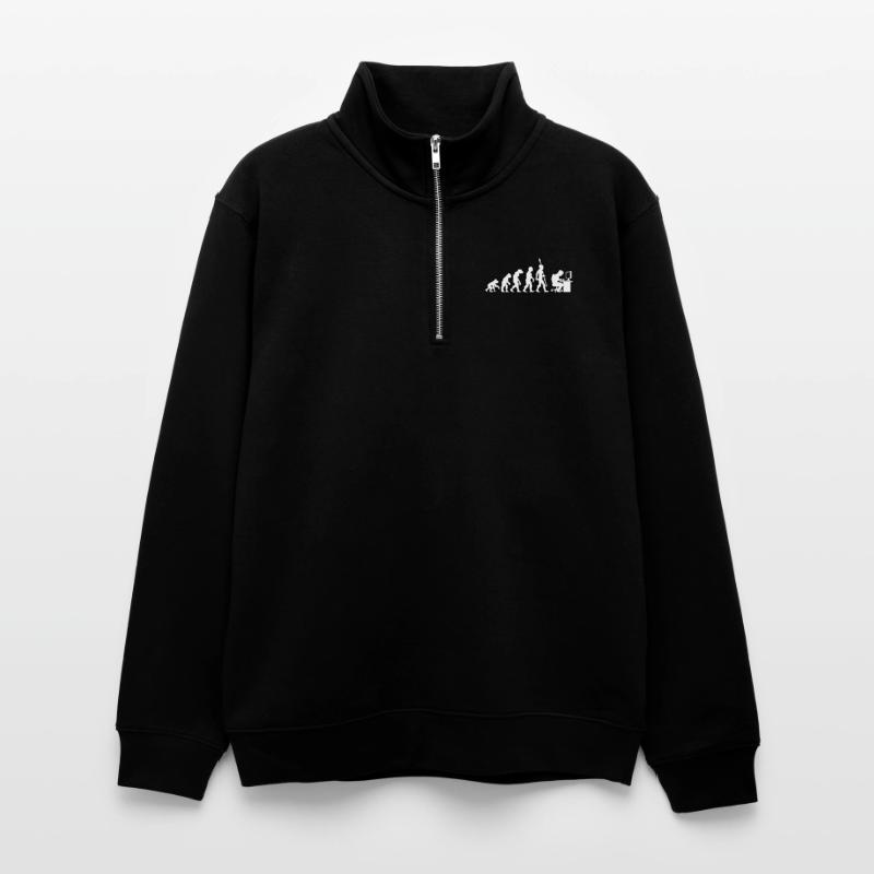 Computer PC Evolution Informatiker Programmierer Unisex Pullover mit Zip-Kragen