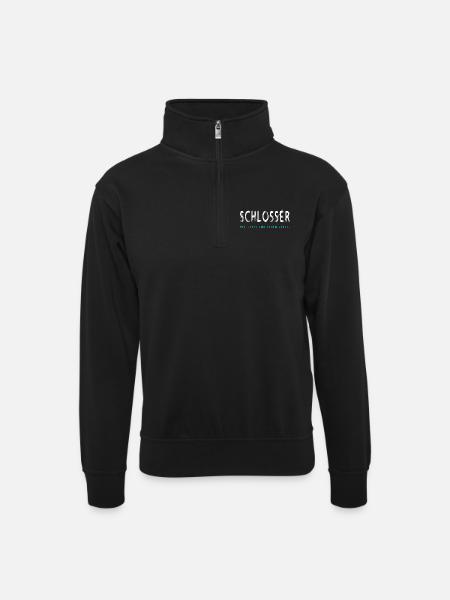 Schlosser Handwerker Design - Unisex Pullover mit Zip-Kragen - Schwarz