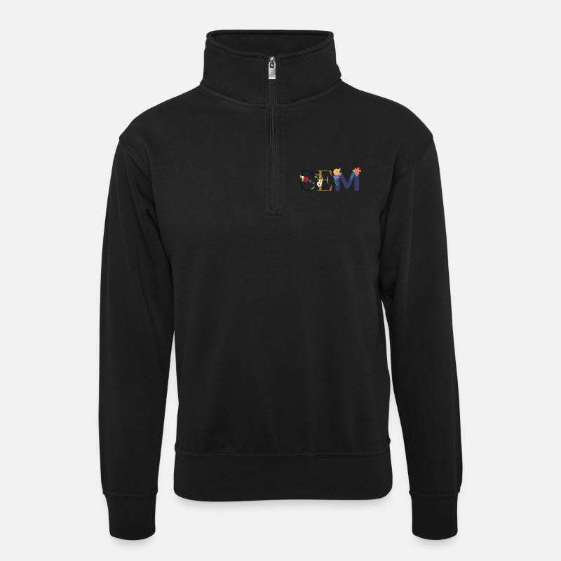 SEM Name mit Blumen geschmückt - Unisex Pullover mit Zip-Kragen - Schwarz