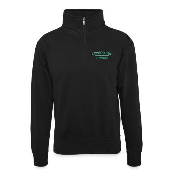 Kopenhagen – Dänemark Textdesign - Unisex Pullover mit Zip-Kragen - Schwarz - Vorne