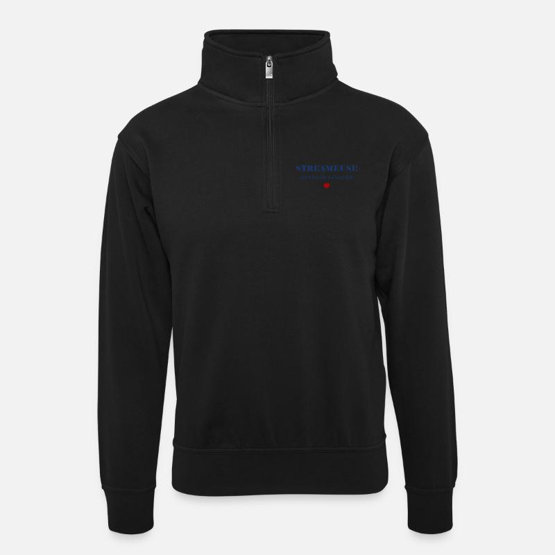 Streamer - Unisex Pullover mit Zip-Kragen - Schwarz