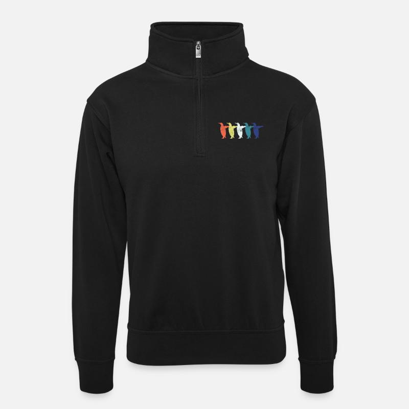 Penguin Penguins - Unisex sweater with zip collar - black