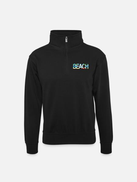 Beach - Unisex sweater with zip collar - black