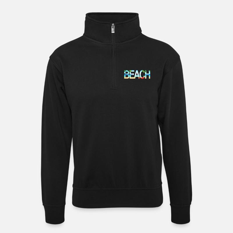 Beach - Unisex Pullover mit Zip-Kragen - Schwarz