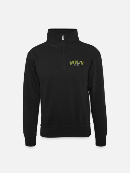 Dublin gegründet 2006 - Unisex Pullover mit Zip-Kragen - Schwarz