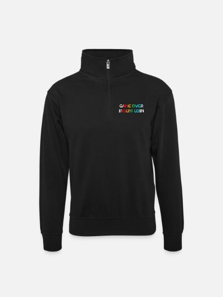 Game Over Insert Coin (dark) - Unisex sweater with zip collar - black