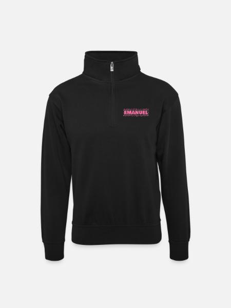Gift idea Emanuel - Unisex sweater with zip collar - black