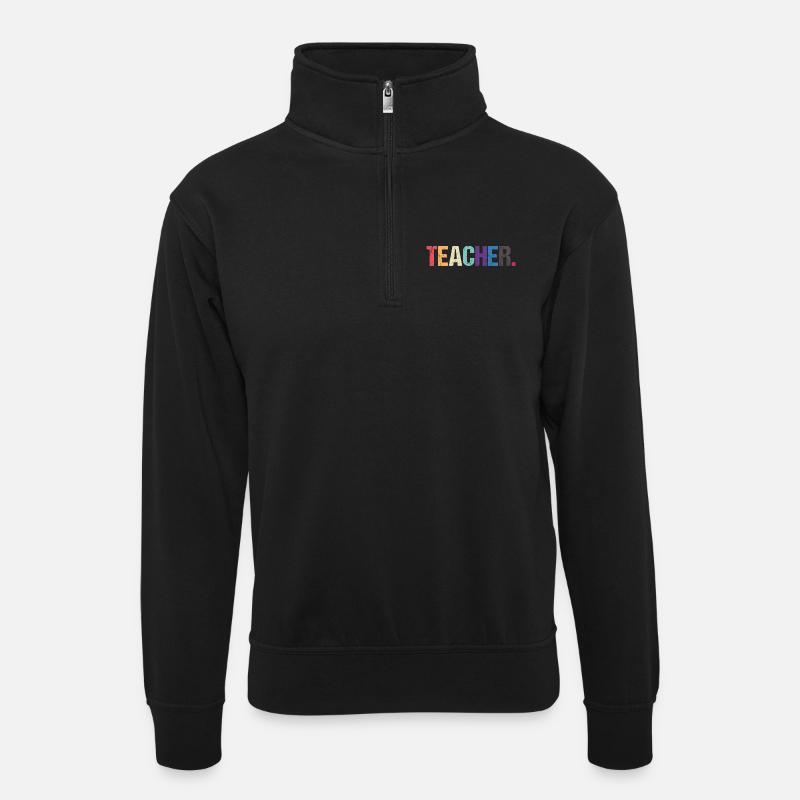 Farbenfrohes LEHRER-Design - Unisex Pullover mit Zip-Kragen - Schwarz