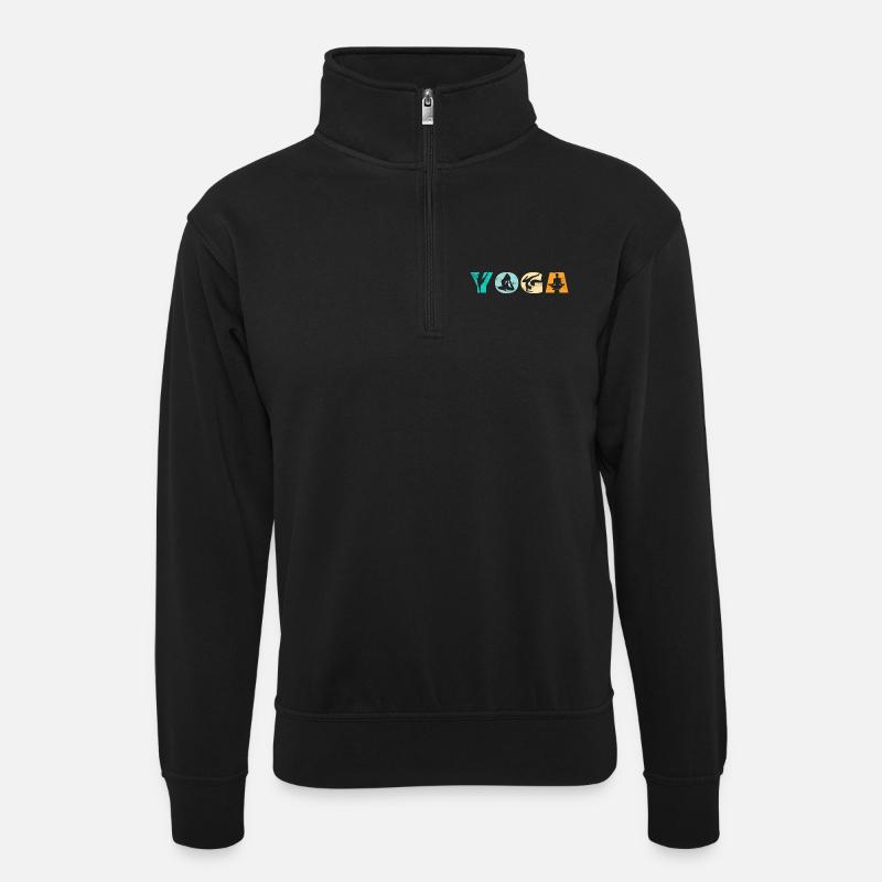 Yoga - Unisex Pullover mit Zip-Kragen - Schwarz