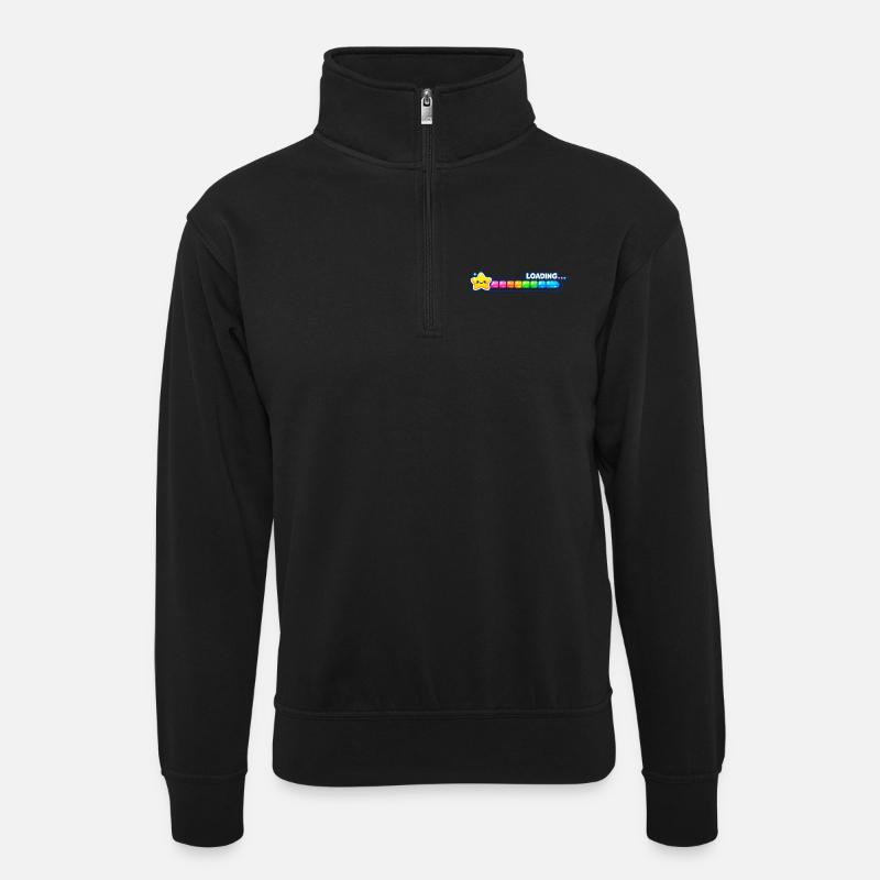 loading gamer level - Unisex Pullover mit Zip-Kragen - Schwarz