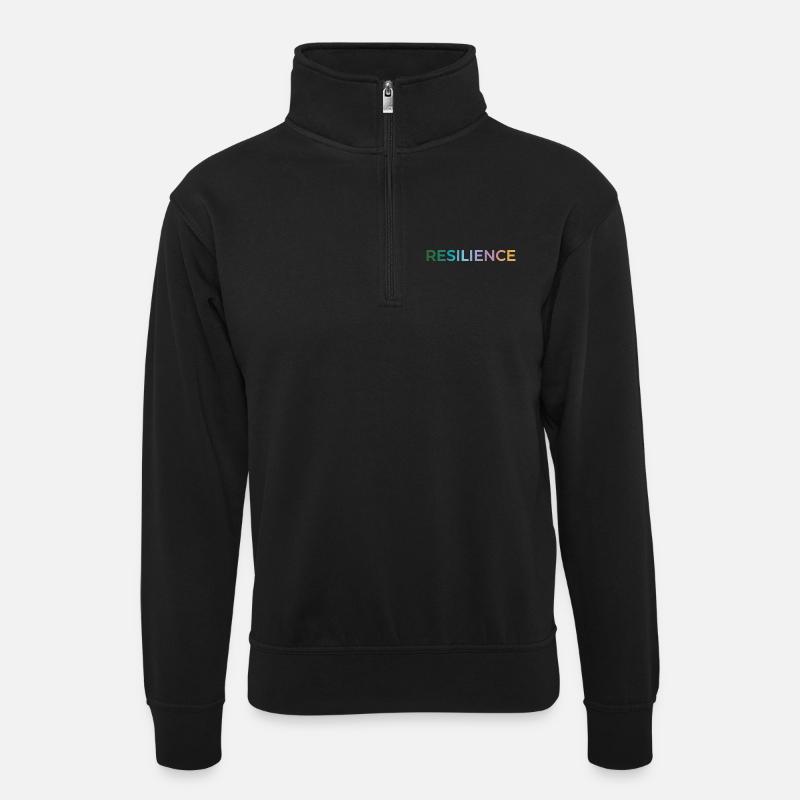 Resilienz Gradient Typo - Unisex Pullover mit Zip-Kragen - Schwarz