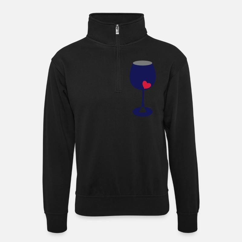 Glas - Unisex Pullover mit Zip-Kragen - Schwarz