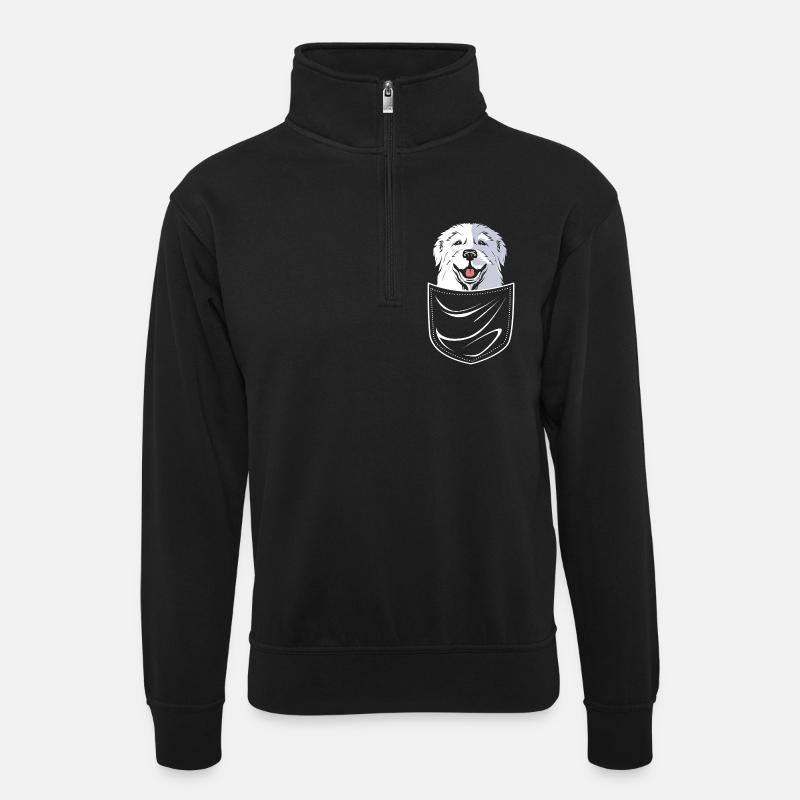 Pyrenean Dog - Unisex sweater with zip collar - black