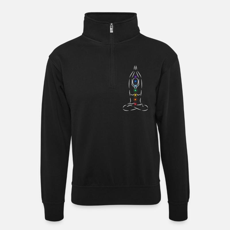 Die 7 Chakren - Unisex Pullover mit Zip-Kragen - Schwarz