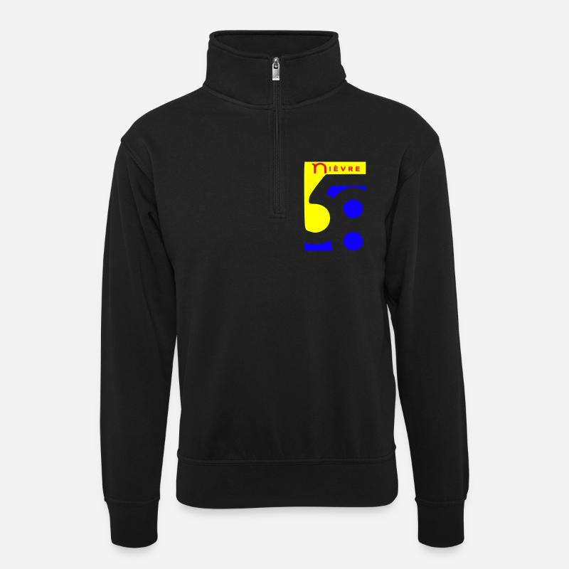 Logo der Nièvre 58 - Unisex Pullover mit Zip-Kragen - Schwarz