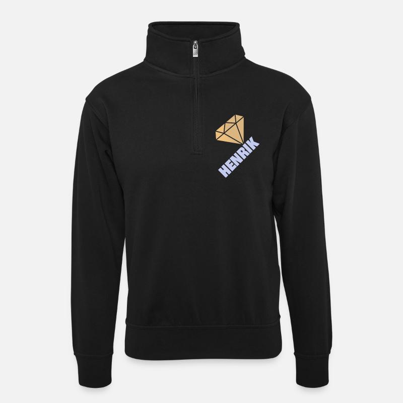 Henrik - Unisex Pullover mit Zip-Kragen - Schwarz