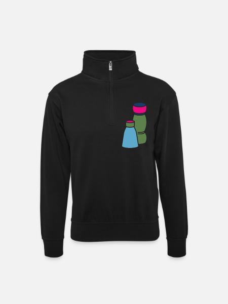 Salt and pepper - Unisex sweater with zip collar - black