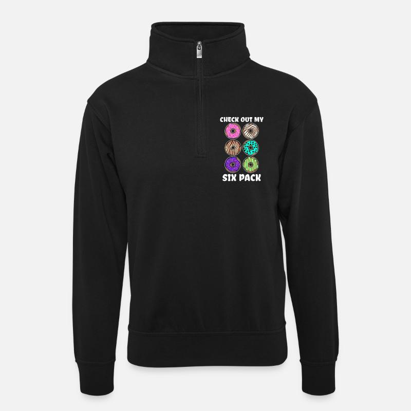 Funny statement donut candy snacking - Unisex sweater with zip collar - black