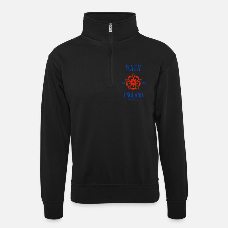 BATH England - Unisex Pullover mit Zip-Kragen - Schwarz