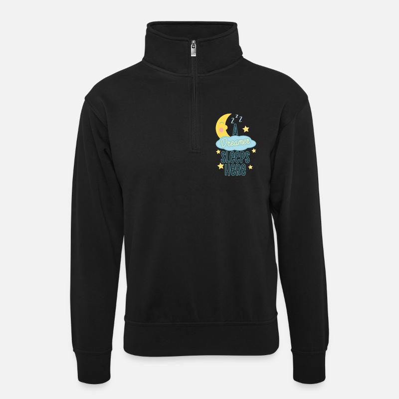 Schlafender Träumer Astronaut Design - Unisex Pullover mit Zip-Kragen - Schwarz