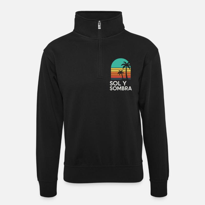Boden und Schatten Sunset Palm - Unisex Pullover mit Zip-Kragen - Schwarz