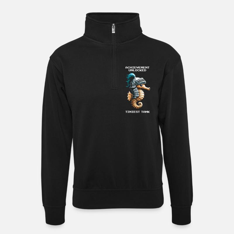 Succès : plus petit char | Hippocampe - Sweat col montant zippé unisexe - noir