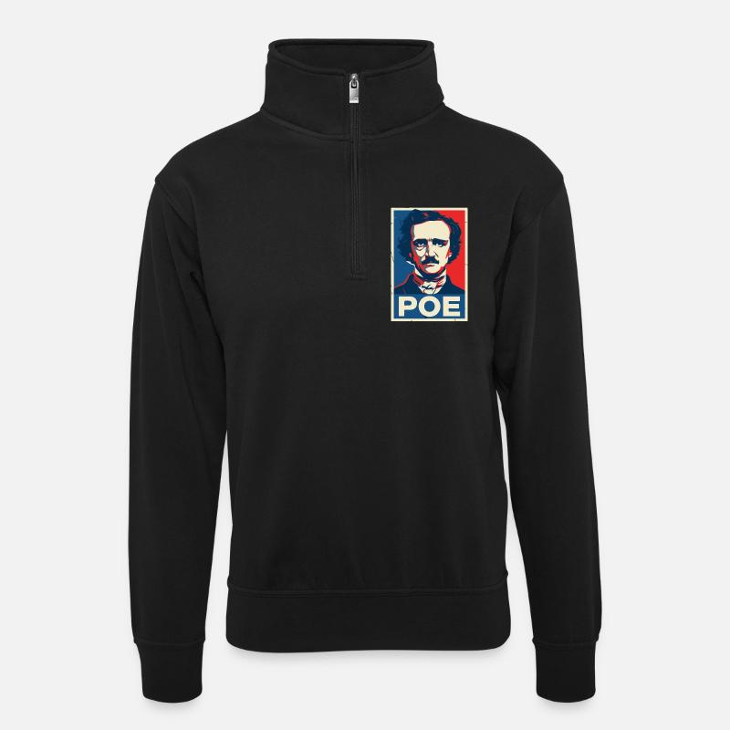 Gotische literarische Porträtplakate - Unisex Pullover mit Zip-Kragen - Schwarz