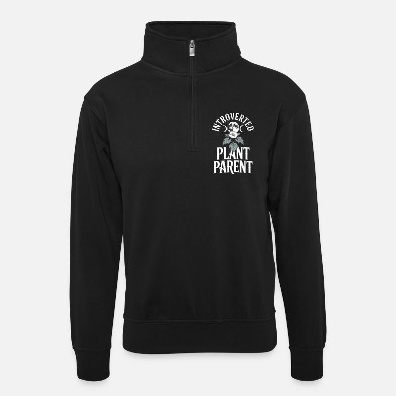 Introverted Plant Parent Tee - Unisex sweater with zip collar - black